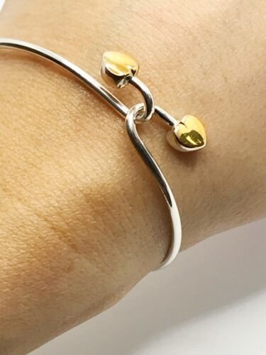 Tiffany & Co. 925 SS/18KYG Two Tone Double Heart Wire Tiffany & Co. 925 SS/18KYG Two Tone Double Heart Wire